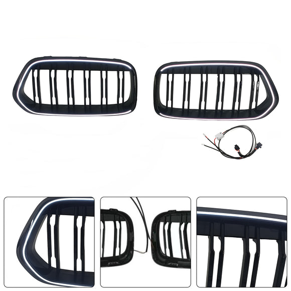 Rejilla negra para parachoques delantero, compatible con BMW X2 Series F39 2018-2023, doble listón