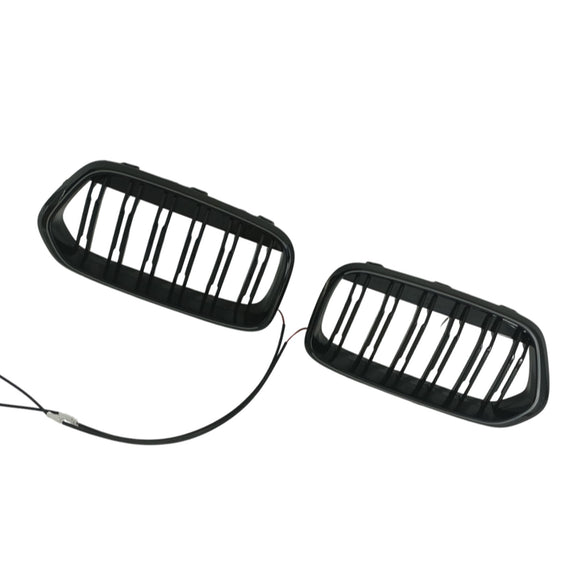 Rejilla negra para parachoques delantero, compatible con BMW X2 Series F39 2018-2023, doble listón