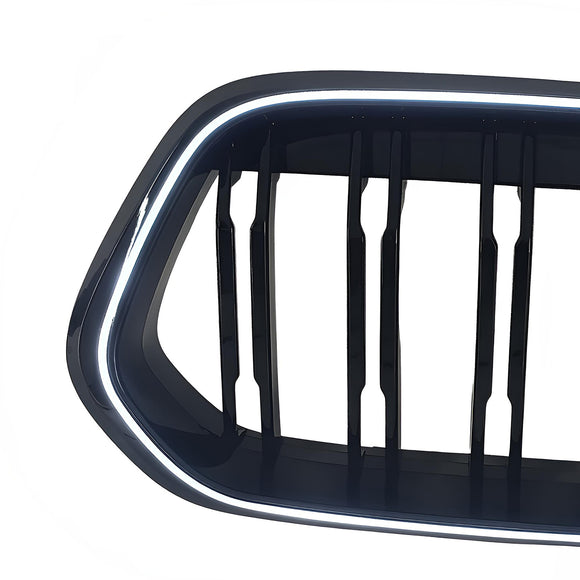 Rejilla negra para parachoques delantero, compatible con BMW X2 Series F39 2018-2023, doble listón