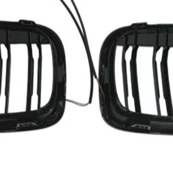 Rejilla negra para parachoques delantero, compatible con BMW X2 Series F39 2018-2023, doble listón