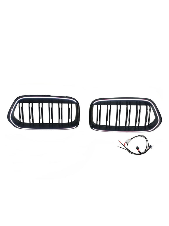 Rejilla negra para parachoques delantero, compatible con BMW X2 Series F39 2018-2023, doble listón