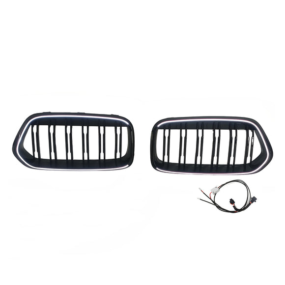 Rejilla negra para parachoques delantero, compatible con BMW X2 Series F39 2018-2023, doble listón
