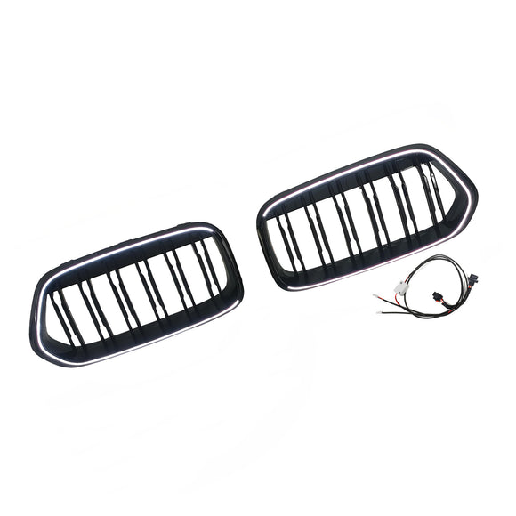 Rejilla negra para parachoques delantero, compatible con BMW X2 Series F39 2018-2023, doble listón