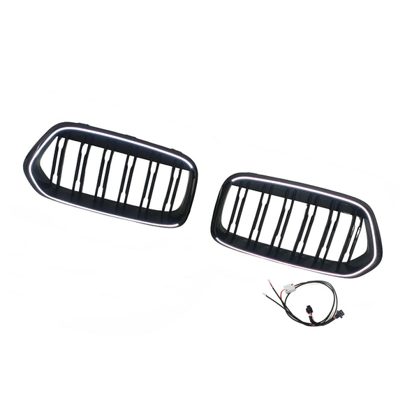 Rejilla negra para parachoques delantero, compatible con BMW X2 Series F39 2018-2023, doble listón