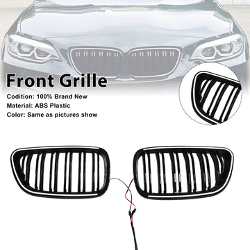 Front Kidney Grill Grille Fit BMW 2 Series F22 F23 F24 2014-2018 Gloss Black