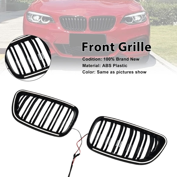 Etumunuaisritilän säleikkö Fit BMW 2 Series F22 F23 F24 2014-2018 Kiiltävä musta