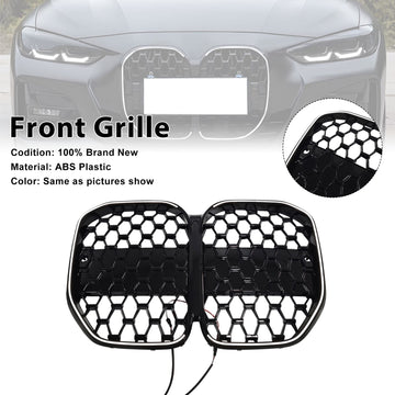 Black Front Bumper Grille Grill Fit BMW 4 Series G22 G23 G82 2020-2025 W/O ACC
