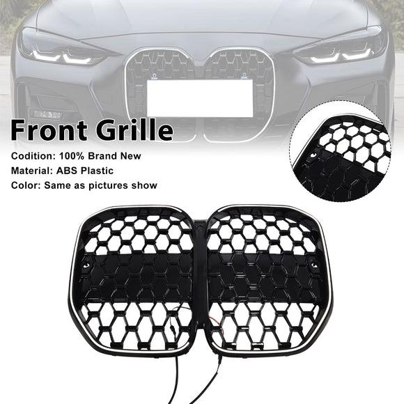 Black Front Bumper Grille Grill Fit BMW 4 Series G22 G23 G82 2020-2025 W/O ACC