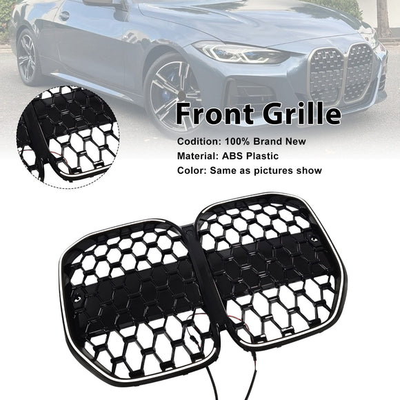 Black Front Bumper Grille Grill Fit BMW 4 Series G22 G23 G82 2020-2025 W/O ACC