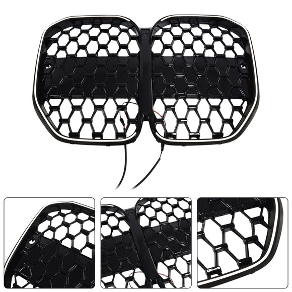 Black Front Bumper Grille Grill Fit BMW 4 Series G22 G23 G82 2020-2025 W/O ACC