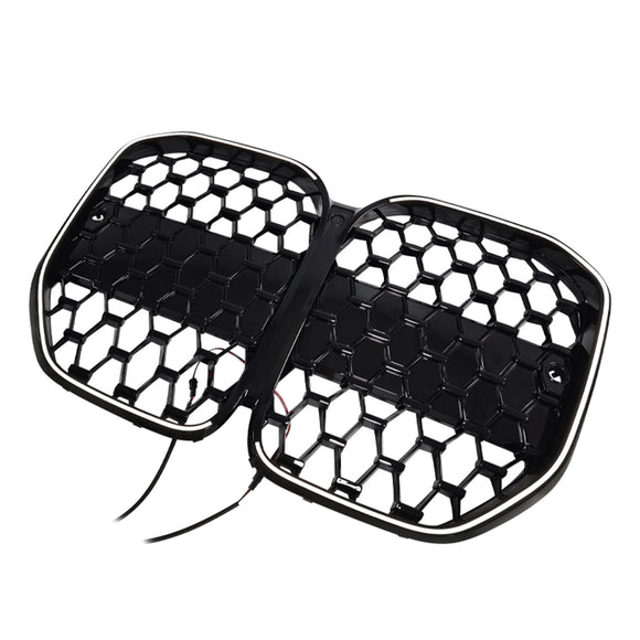 Black Front Bumper Grille Grill Fit BMW 4 Series G22 G23 G82 2020-2025 W/O ACC