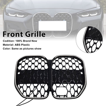 Black Front Bumper Grille Grill Fit BMW 4 Series G22 G23 G82 2020-2025 W/ ACC