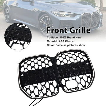 Black Front Bumper Grille Grill Fit BMW 4 Series G22 G23 G82 2020-2025 W/ ACC - 0