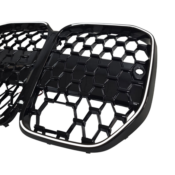 Parrilla de parachoques delantero negra compatible con BMW Serie 4 G22 G23 G82 2020-2025 con ACC