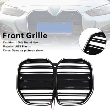 M4-Style Front Bumper Grille Grill Fit BMW 4 Series G22 G23 G82 2020-25 W/O ACC