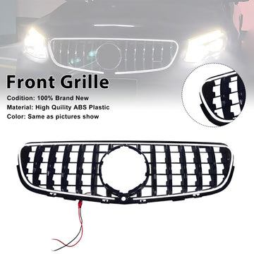 GT-Style Front Bumper Grill Grille Fit Mercedes Benz GLC X253 C253 2015-2019