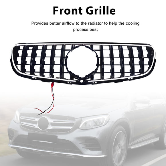 GT-Style Front Bumper Grill Grille Fit Mercedes Benz GLC X253 C253 2015-2019
