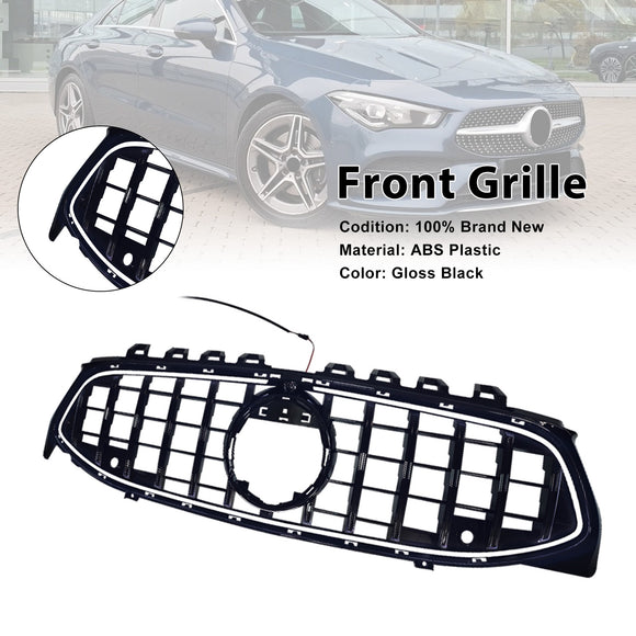 Black Front Bumper Grille Grill Fit Mercedes CLA-Class W118 C118 2020-2024 GT