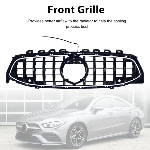 Black Front Bumper Grille Grill Fit Mercedes CLA-Class W118 C118 2020-2024 GT