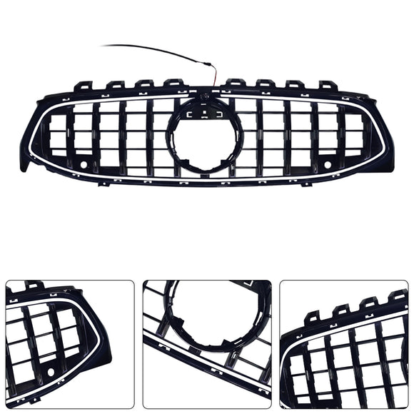 Black Front Bumper Grille Grill Fit Mercedes CLA-Class W118 C118 2020-2024 GT