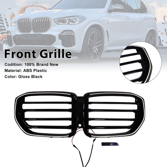M-Style Front Bumper Grille Grill Fit BMW G05 LCI X5 2024+ Single Line W/LED