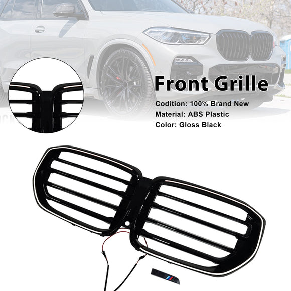 M-Style Front Bumper Grille Grill Fit BMW G05 LCI X5 2024+ Single Line W/LED