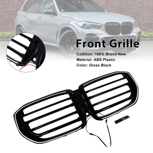 M-Style Front Bumper Grille Grill Fit BMW G05 LCI X5 2024+ Single Line W/LED