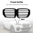 M-Style Front Bumper Grille Grill Fit BMW G05 LCI X5 2024+ Single Line W/LED-4