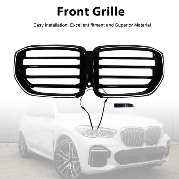 M-Style Front Bumper Grille Grill Fit BMW G05 LCI X5 2024+ Single Line W/LED