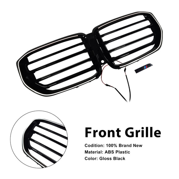 M-Style Front Bumper Grille Grill Fit BMW G05 LCI X5 2024+ Single Line W/LED