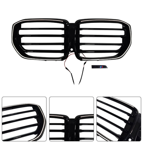 M-Style Front Bumper Grille Grill Fit BMW G05 LCI X5 2024+ Single Line W/LED