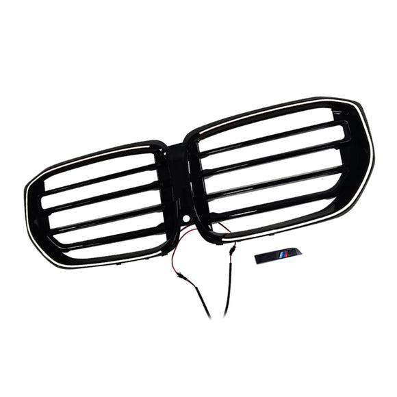 M-Style Front Bumper Grille Grill Fit BMW G05 LCI X5 2024+ Single Line W/LED