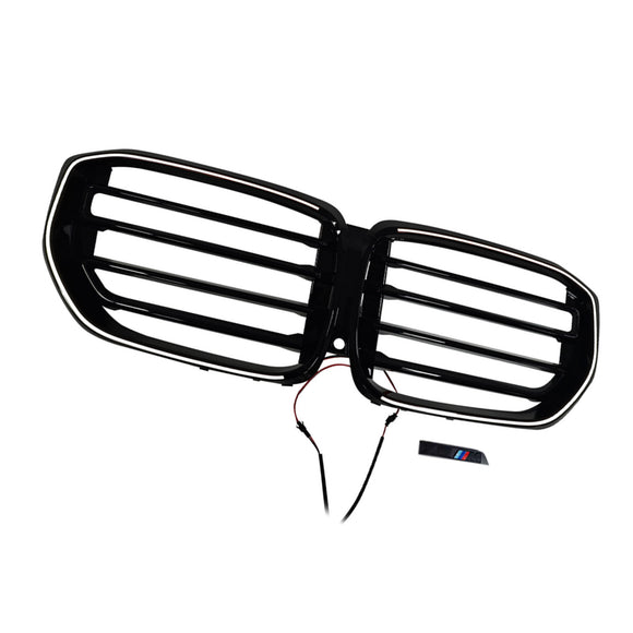M-Style Front Bumper Grille Grill Fit BMW G05 LCI X5 2024+ Single Line W/LED