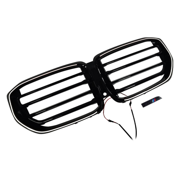 M-Style Front Bumper Grille Grill Fit BMW G05 LCI X5 2024+ Single Line W/LED