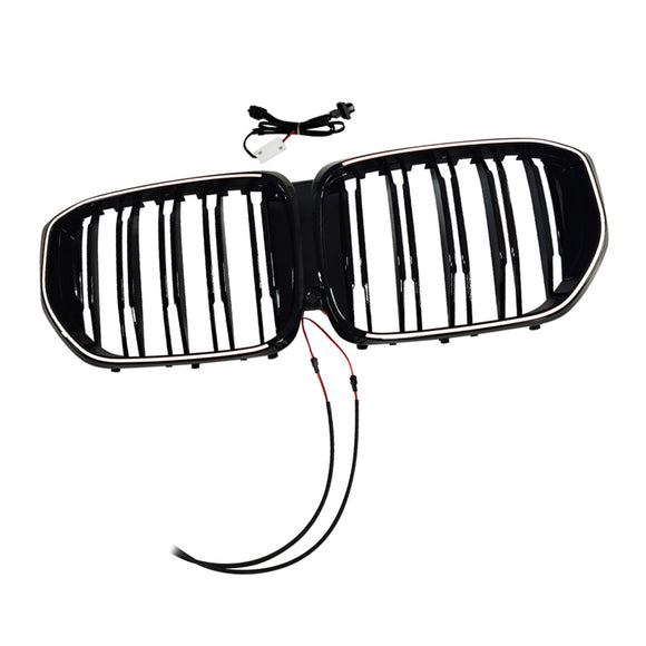 Svart främre stötfångargaller Grill Passar BMW G05 LCI X5 2024+ Double Line W/LED