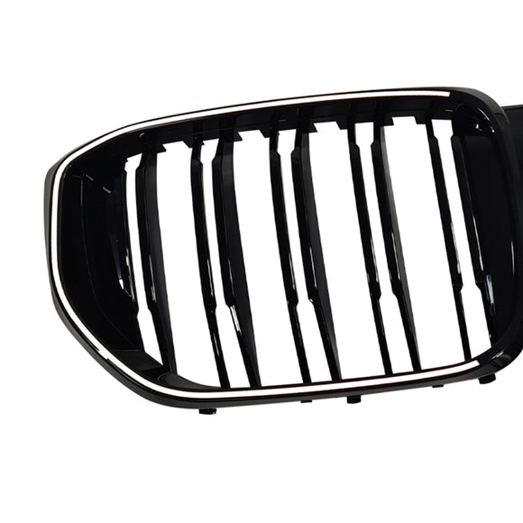 Svart främre stötfångargaller Grill Passar BMW G05 LCI X5 2024+ Double Line W/LED