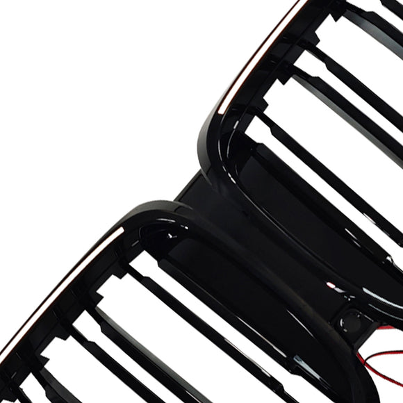 Svart främre stötfångargaller Grill Passar BMW G05 LCI X5 2024+ Double Line W/LED