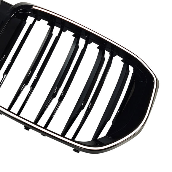 Svart främre stötfångargaller Grill Passar BMW G05 LCI X5 2024+ Double Line W/LED