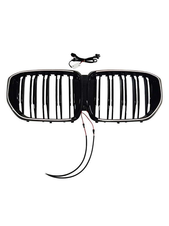 Svart främre stötfångargaller Grill Passar BMW G05 LCI X5 2024+ Double Line W/LED