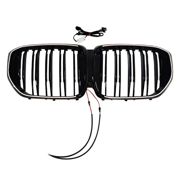 Svart främre stötfångargaller Grill Passar BMW G05 LCI X5 2024+ Double Line W/LED