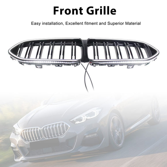 Gloss Black Front Bumper Grille Grill Fit BMW 2 Series F44 2020-2023 Coupe W/ LED