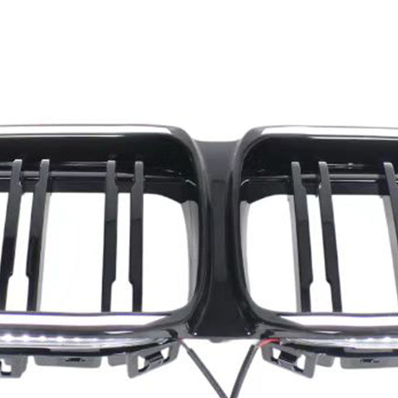 Gloss Black Front Bumper Grille Grill Fit BMW 2 Series F44 2020-2023 Coupe W/ LED