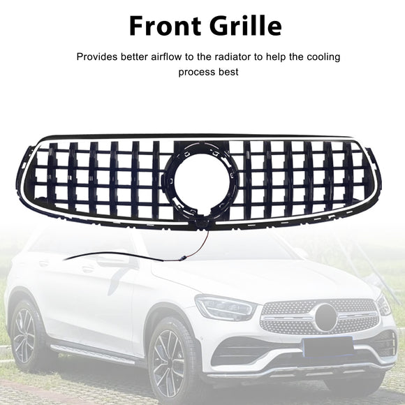 Mercedes-Benz X253 GLC-luokka 2020-2022 GT-tyylinen etupuskurin säleikkö Musta säleikkö W/ LED