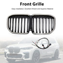 BMW X7 G07 2019-2022 Single Slat Gloss Black Front Kidney Grille W/ LED Light-3