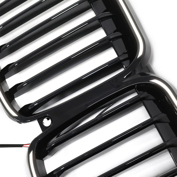 BMW X7 G07 2019-2022 Single Slat Gloss Black Front Kidney Grille W/ LED Light