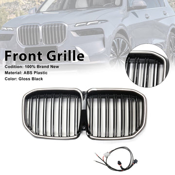 Doppelte Lamellen, glänzend schwarz, vorderer Nierengrill, passend für BMW X7 G07 2019–2022