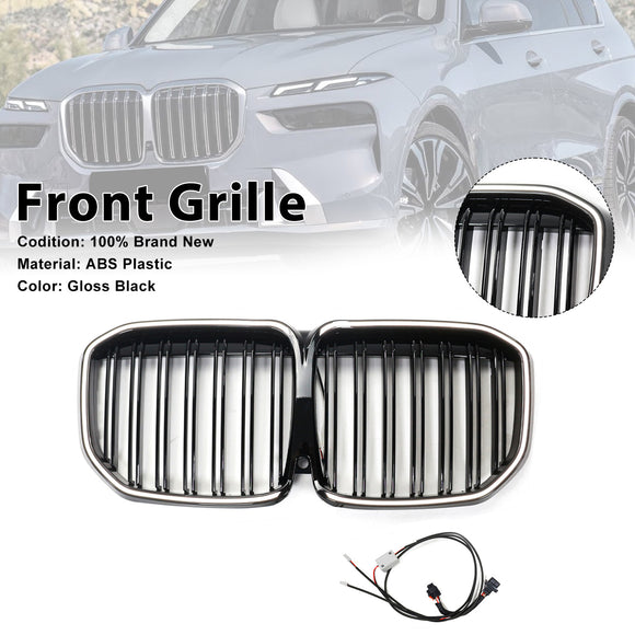 Doppelte Lamellen, glänzend schwarz, vorderer Nierengrill, passend für BMW X7 G07 2019–2022