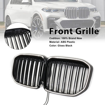 Doppelte Lamellen, glänzend schwarz, vorderer Nierengrill, passend für BMW X7 G07 2019–2022 - 0