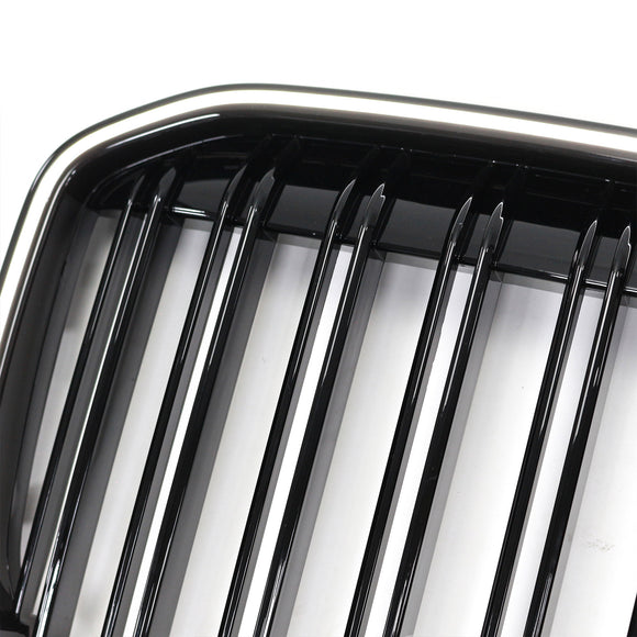 Doppelte Lamellen, glänzend schwarz, vorderer Nierengrill, passend für BMW X7 G07 2019–2022