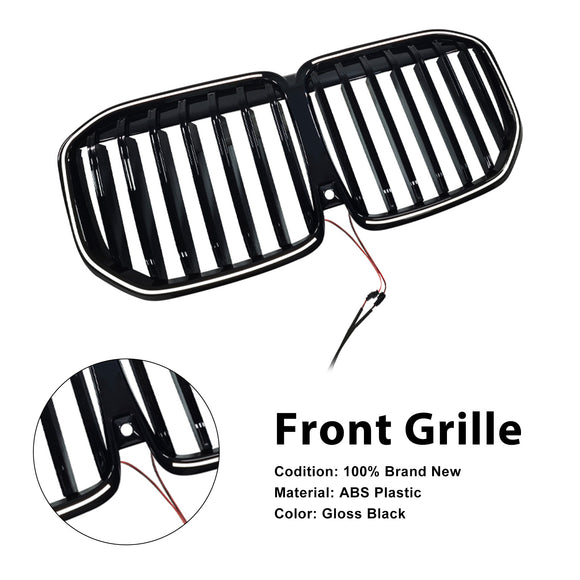 Zwart Enkele Lijn Voorbumper Grille Grill Fit BMW X7 G07 2023-2026 W/LED